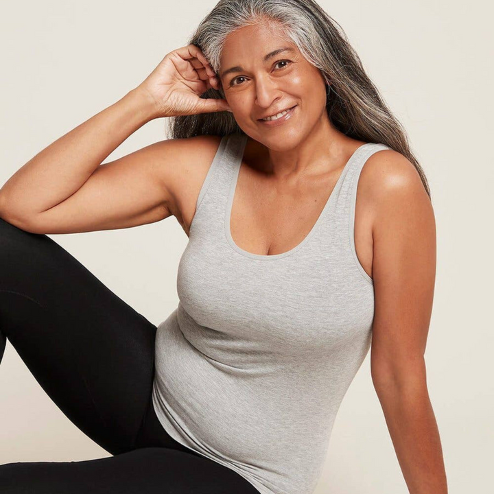 Boody Organic Bamboo Tank Top in Light Grey Marl.
