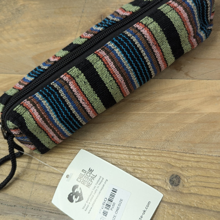 Stripe Cotton Pencil Case/Make-up Bag