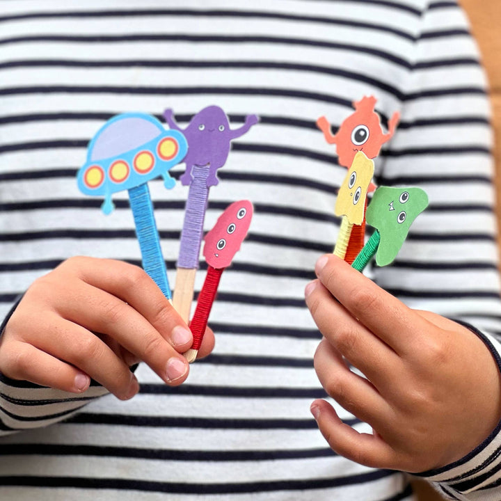 make your own space monster puppets - Eco Baby Box