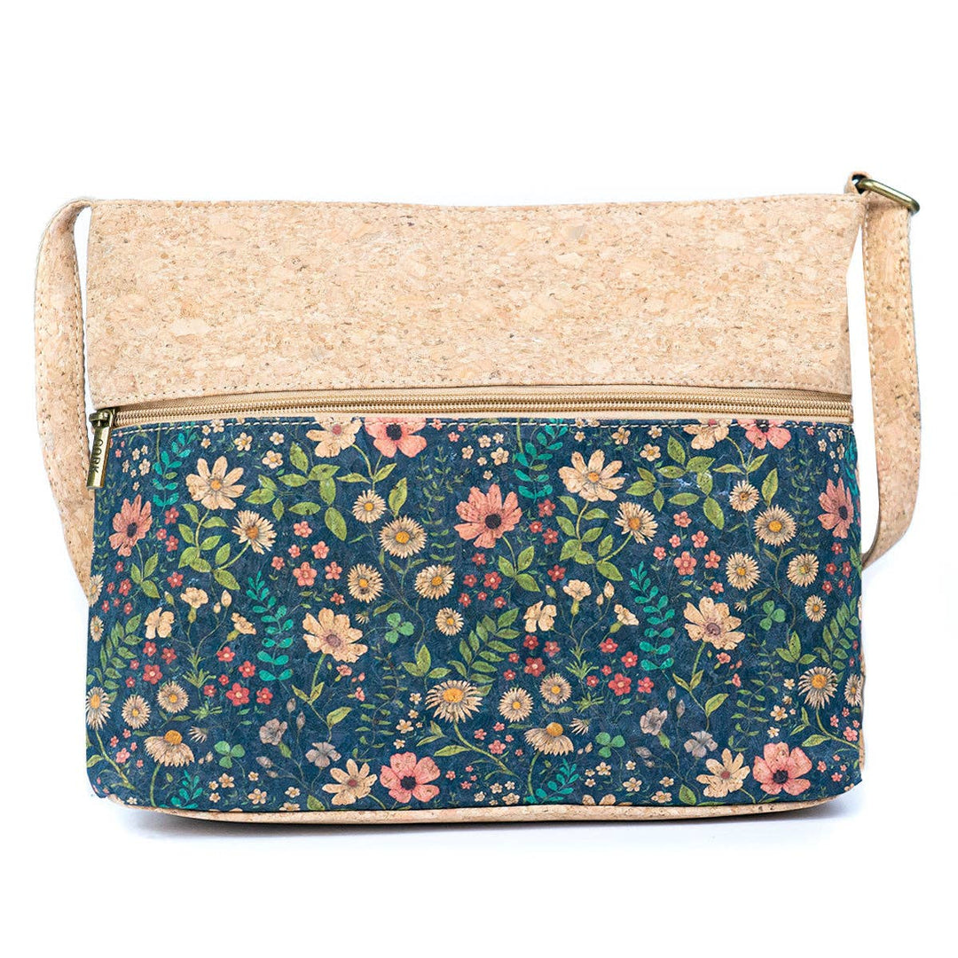 Natural Cork Women’s Navy Floral Crossbody Bag