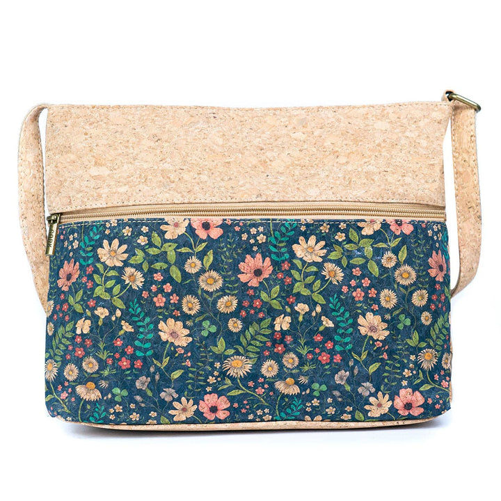 Natural Cork Women’s Navy Floral Crossbody Bag