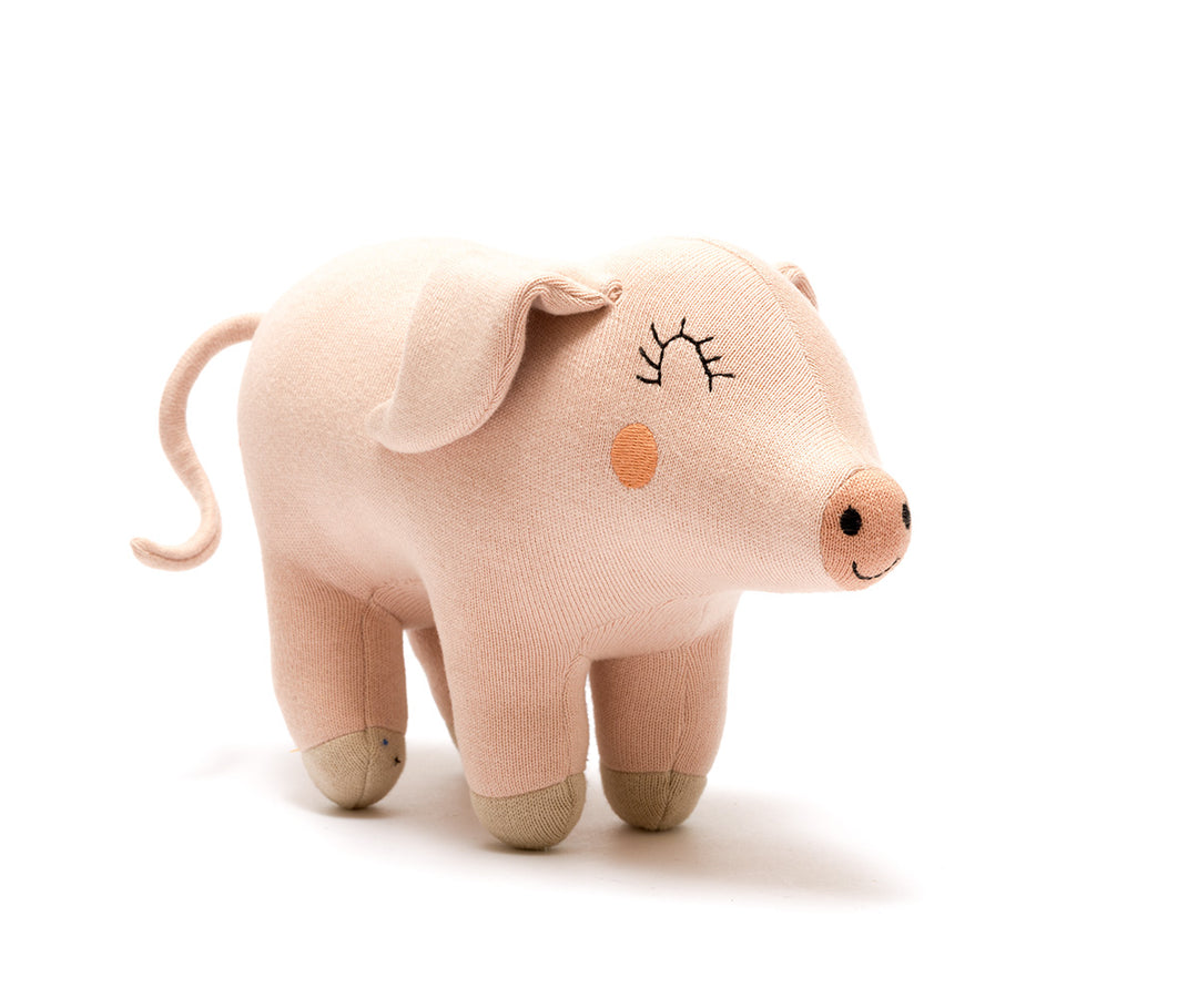 Knitted Organic Cotton Pig Soft Toy