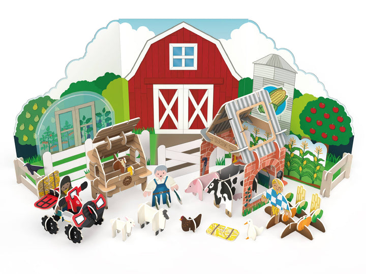 Children's farm playset. The PlayPress Farmyard Playset is a wonderful way to inspire hours of imaginative play. Made from our sustainable sourced FSC