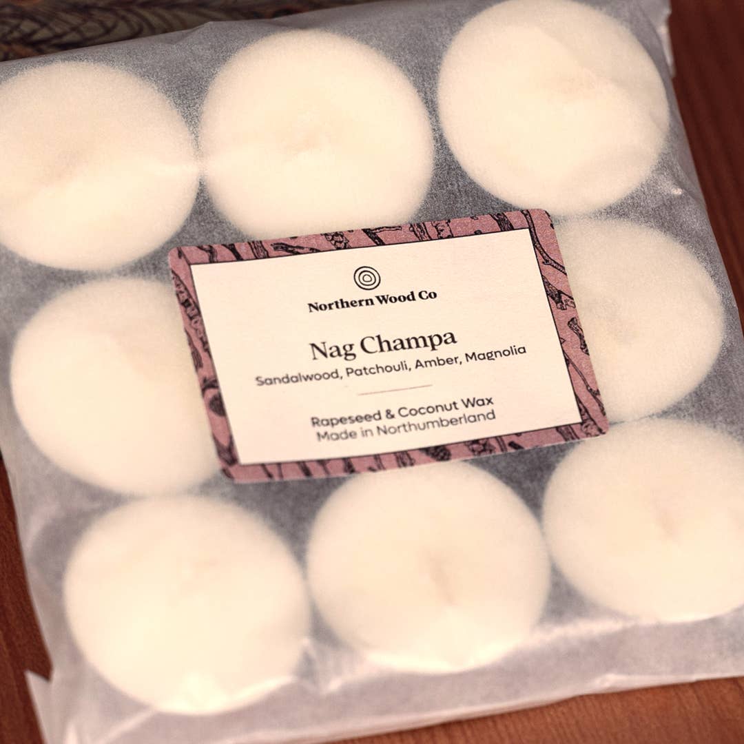 9 4hr Nag Champa Tea Lights, Rapeseed & Coconut  wax