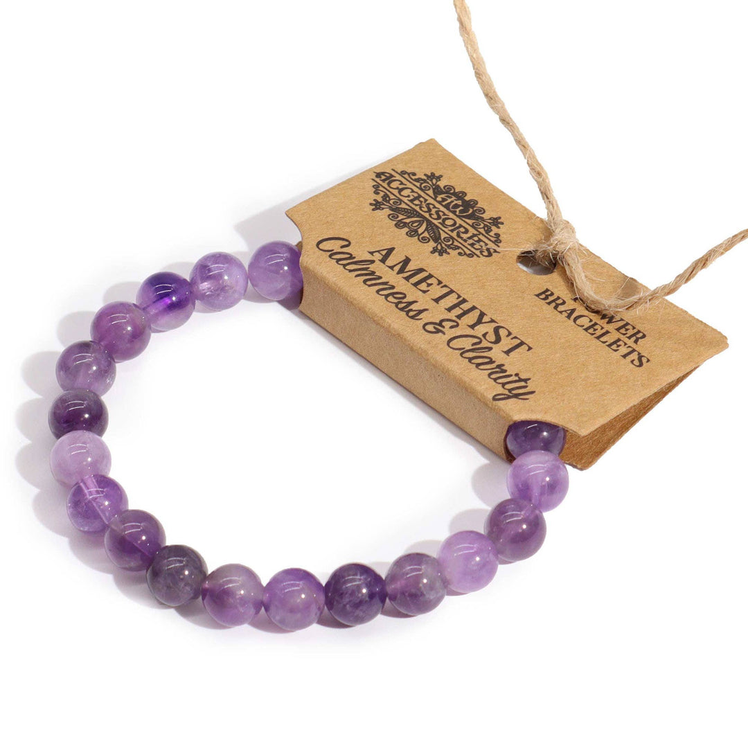 Amethyst Power Beaded Bracelet - It is said to be able to help modulate sleep patterns to get a healthy nights sleep and also helping to improve mood.