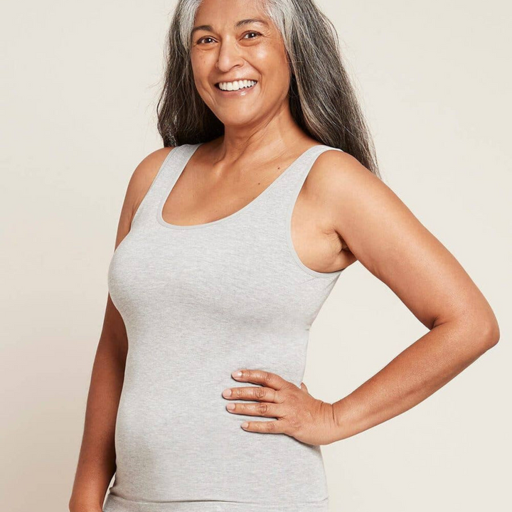 Boody Organic Bamboo Tank Top in Light Grey Marl.