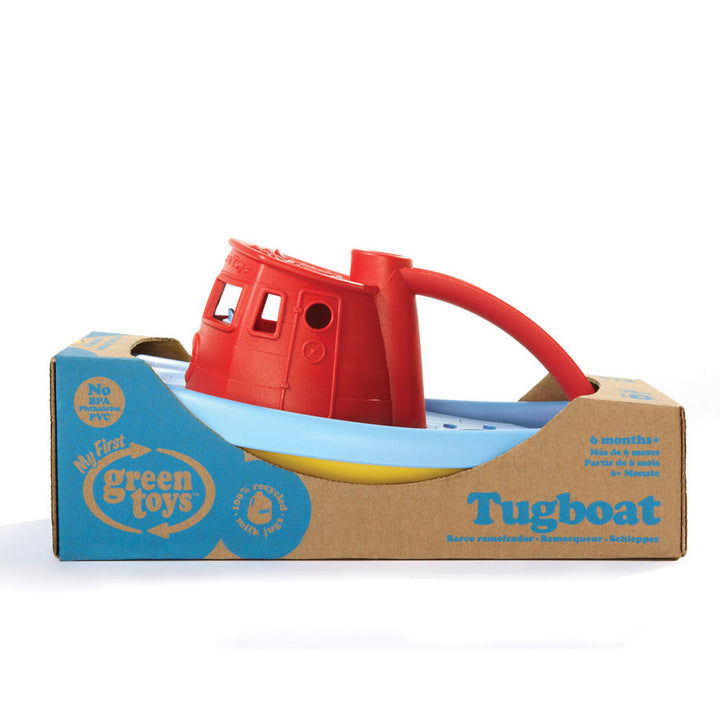 Red and yellow childens recycled plastic boat.