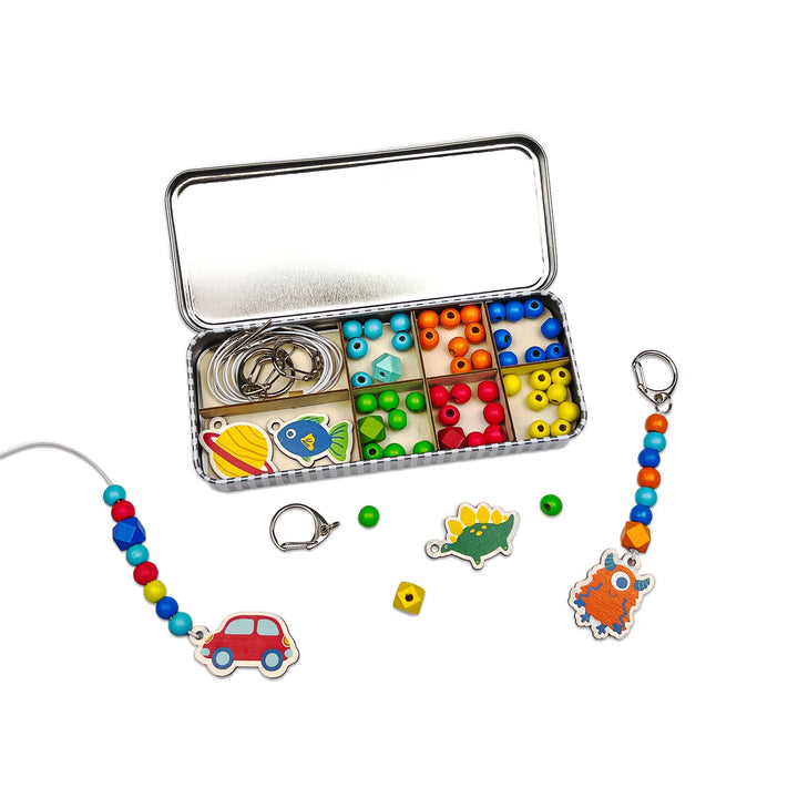 The Allsorts Keyring making kit is a wonderful plastic free activity. It offers a selection of wooden fobs to include a dinosaur, monster, fish, planet &; a car, allowing children to create 5 keyrings. The kit also comes with rainbow coloured spacer & geometric beads to complement the showpiece beads for vibrant accessories! In a bid to banish plastic tat from our homes, all Cotton Twist products are lovingly made by hand and all components are as good as we can possibly make them.