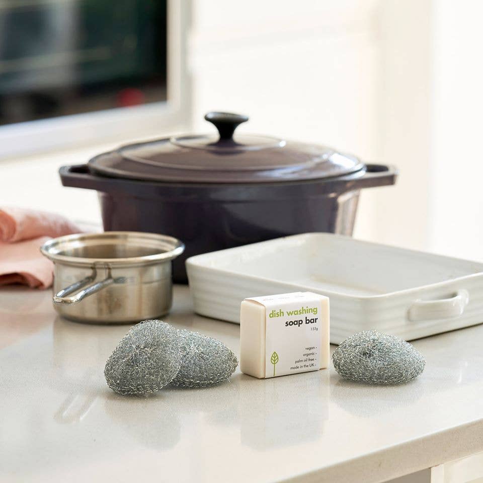 Galvanised steel scourers x3