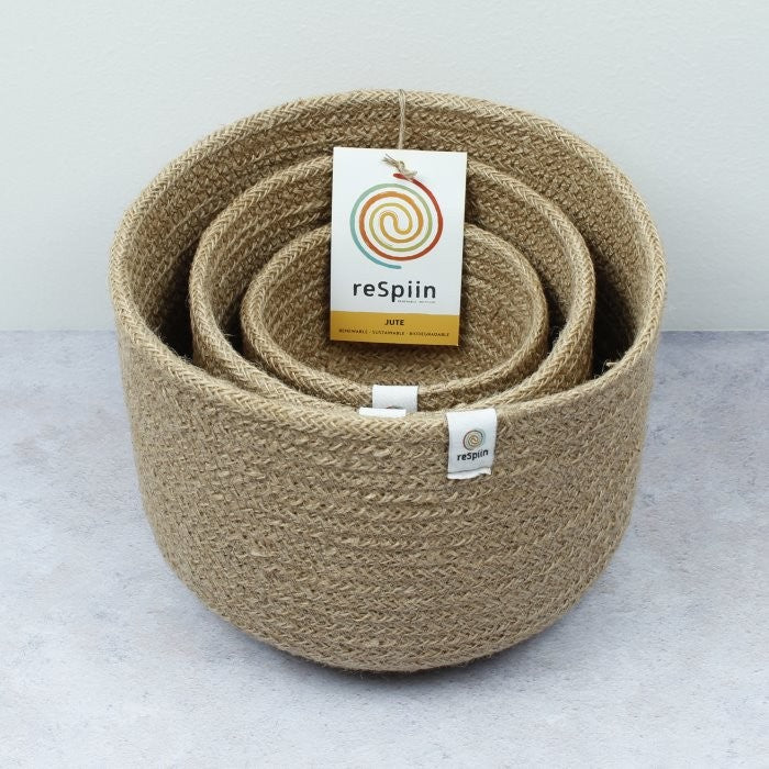 Respiin Natural Jute Tall Set of 3 baskets