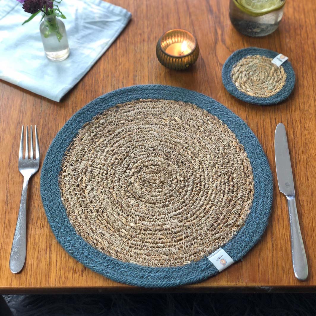 Natural Seagrass & Jute Grey Tablemat