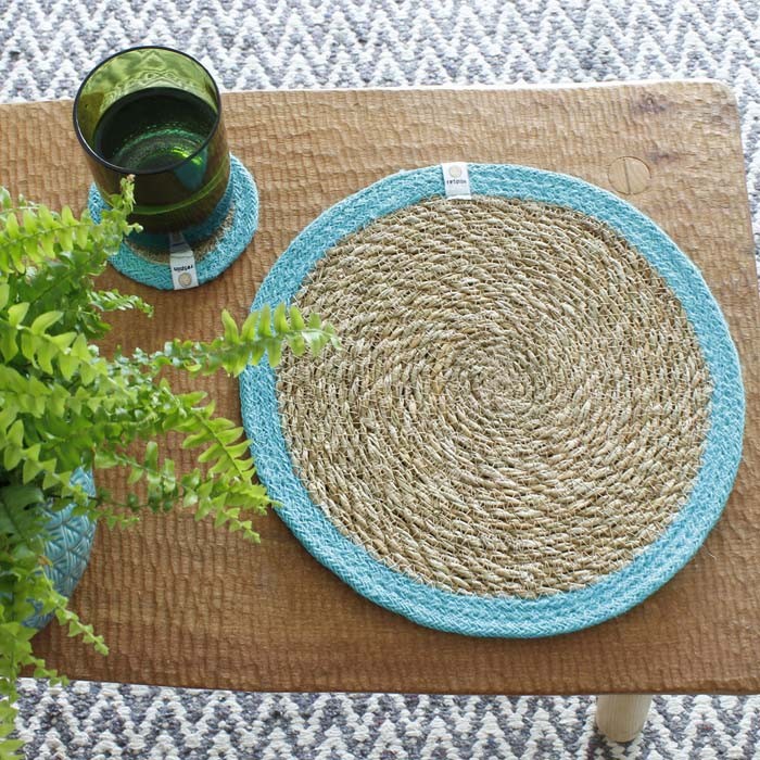 Natural Seagrass & jute round table mat