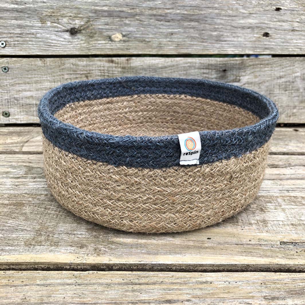 Natural grey jute storage basket