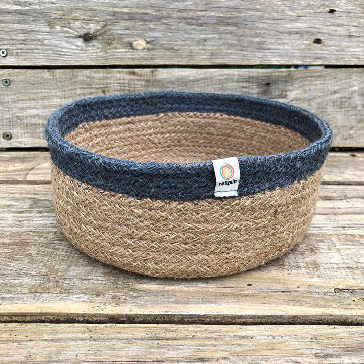 Natural grey jute storage basket