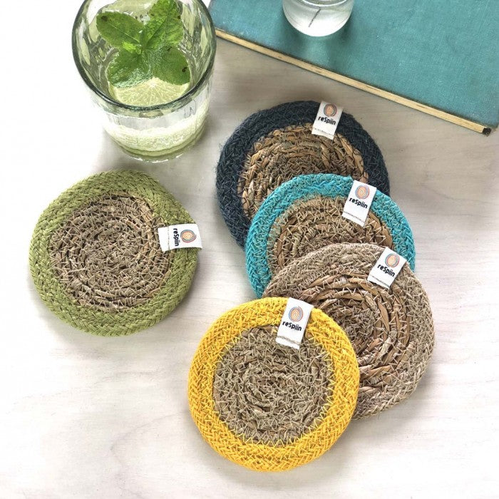Respiin Natural seagrass & jute coasters