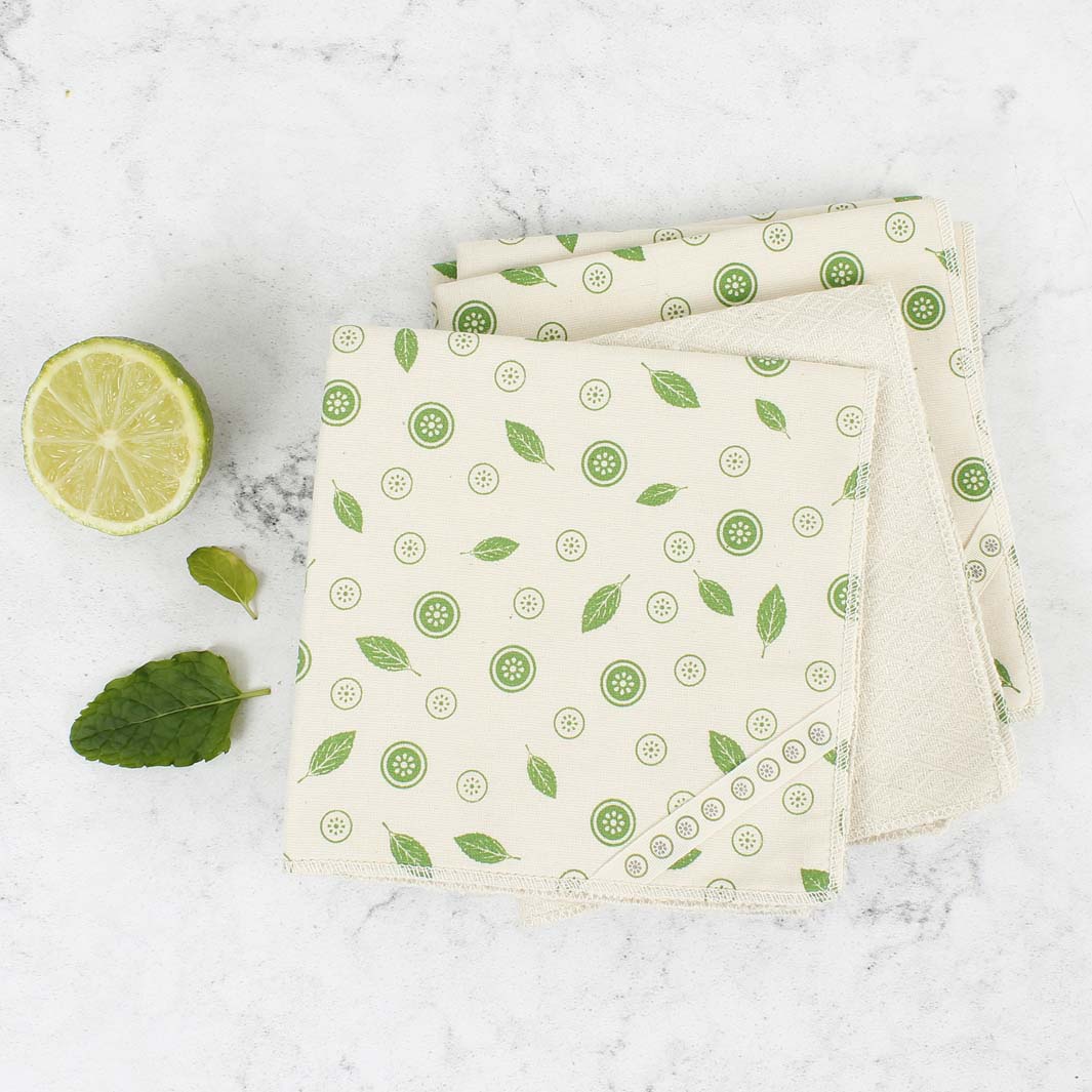 Organic Cotton Unpaper Towels - Mint Leaf - Pack of 5