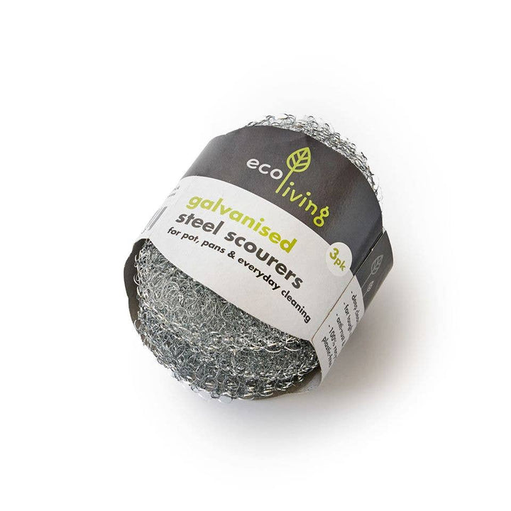 Set of 3 galvanised steel scourers