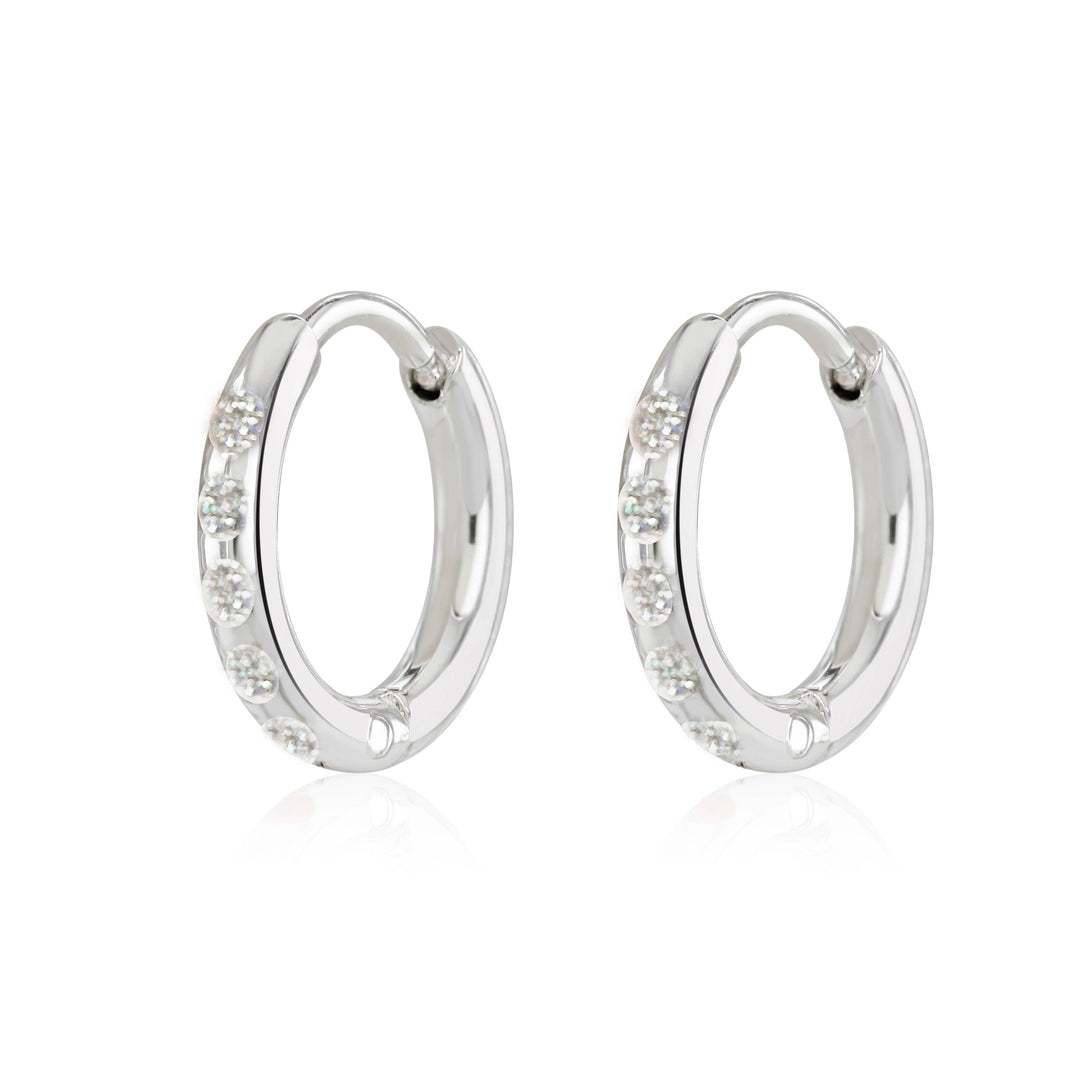 Silver plated sparkly huggie earrings