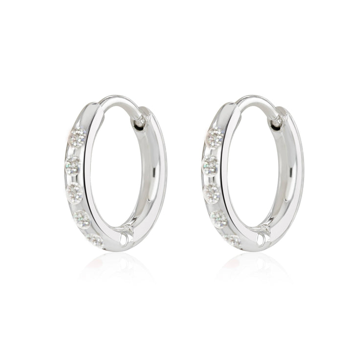 Silver plated sparkly huggie earrings