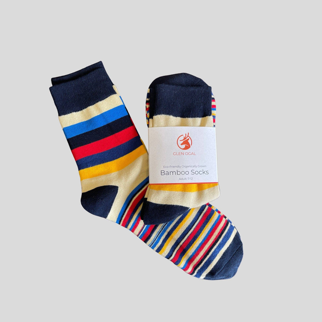 Striped Bamboo Socks Navy