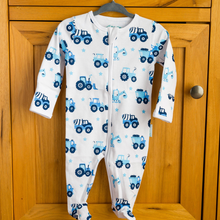 Organic Cotton Sleepsuit-Vehicle: Trucks