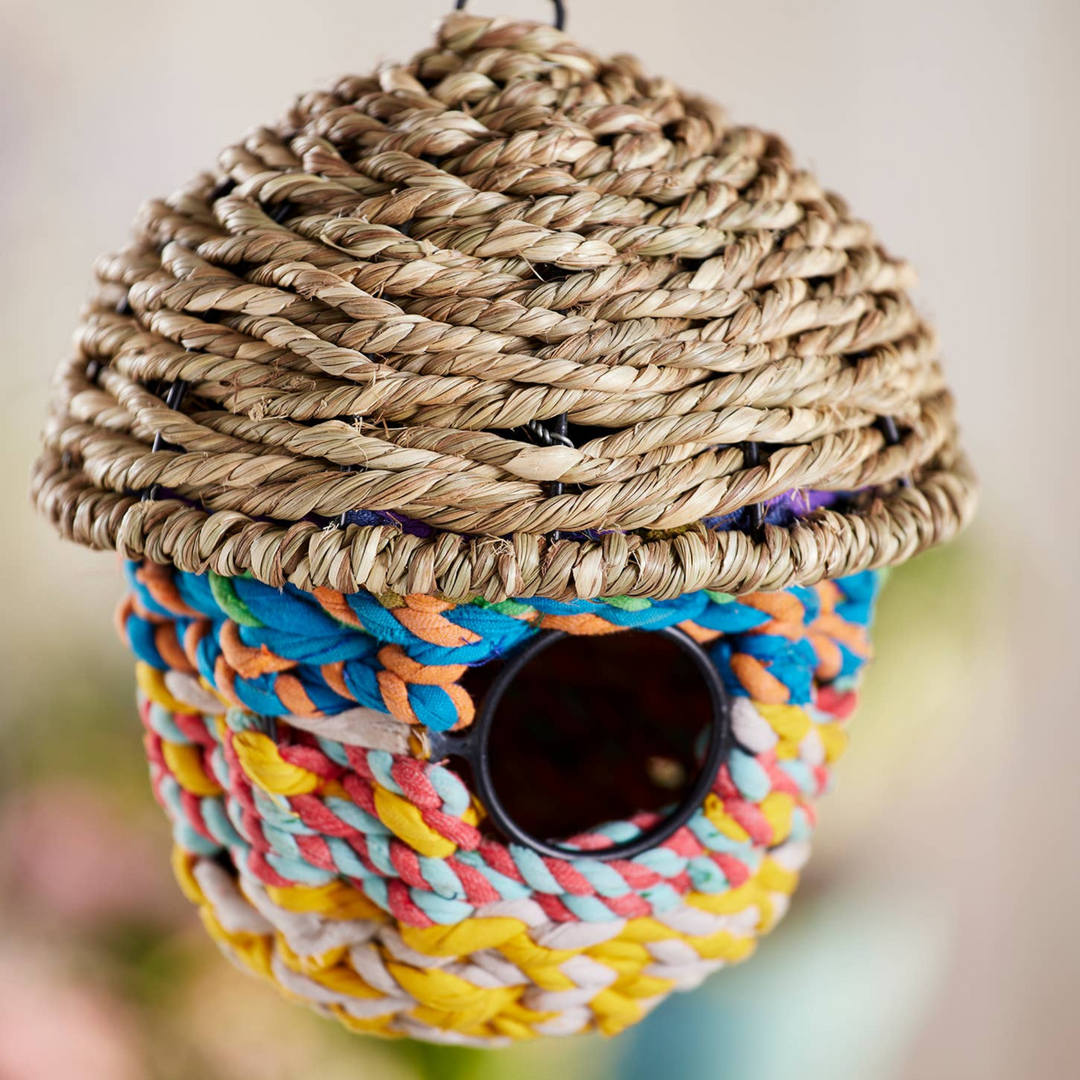 Grass & Recycled Sari Acorn Birdhouse