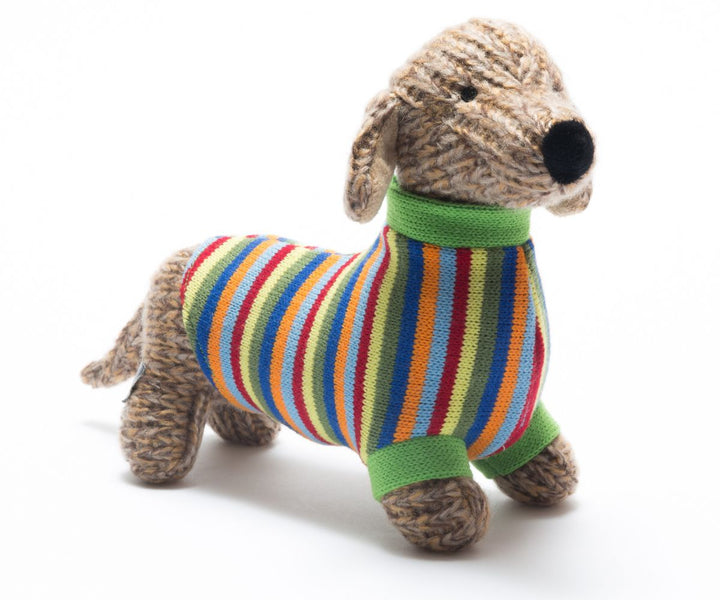 Knitted Sausage Dog Soft Toy