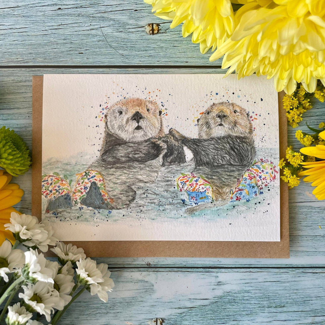 Otis and Opal the Otters Eco Friendly Card Blank | Colourful: WRAPPED