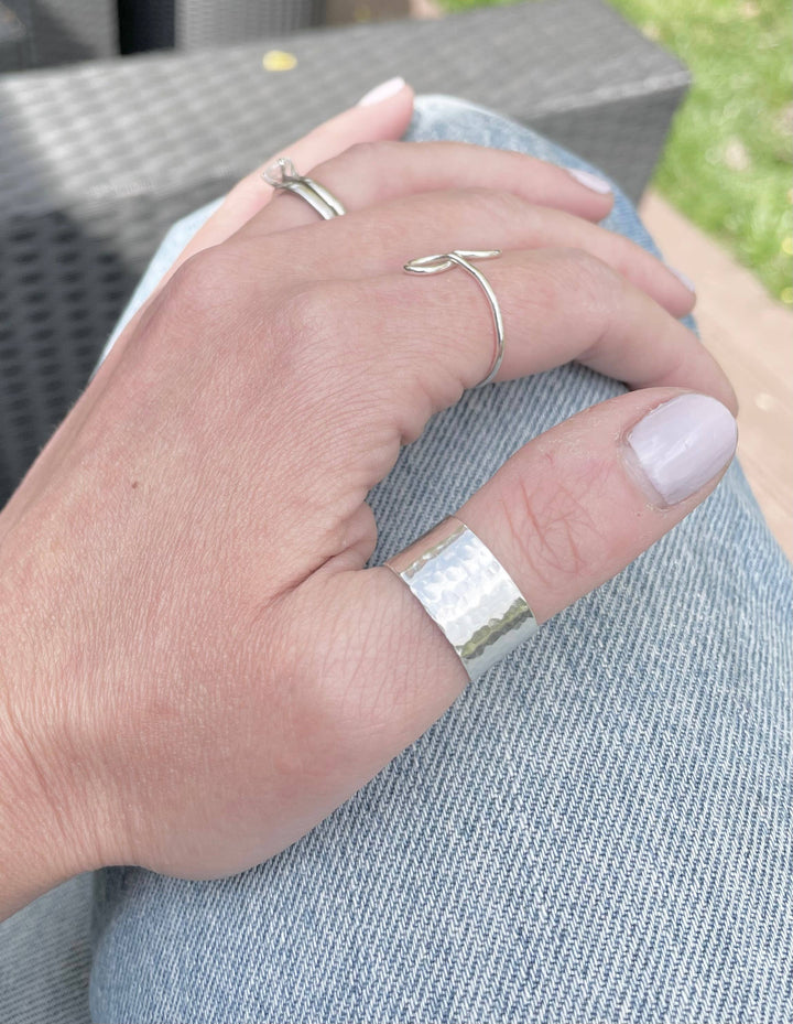 Large sterling silver adjustable ring