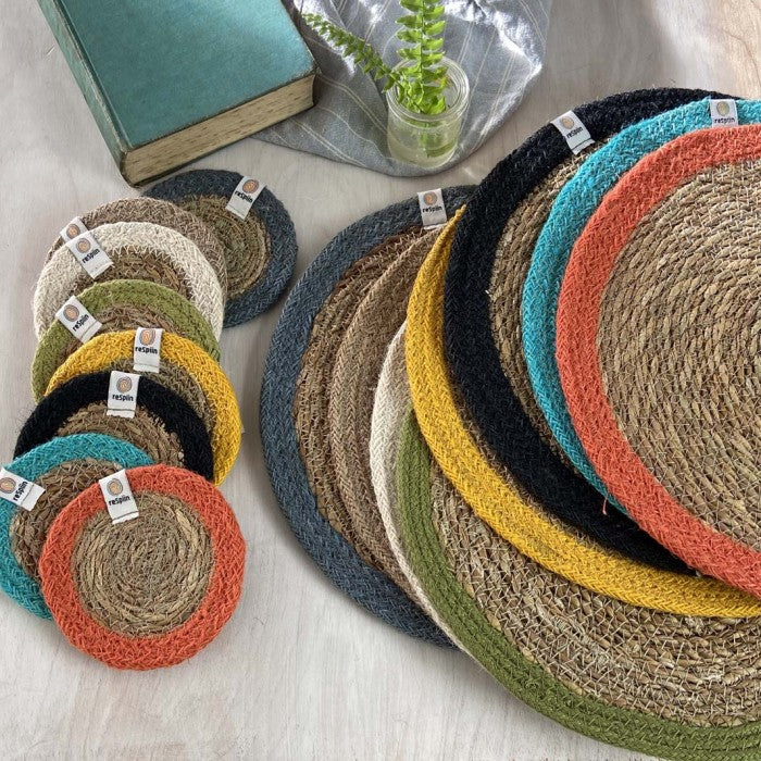 Seagrass & jute table mat Natural / orange