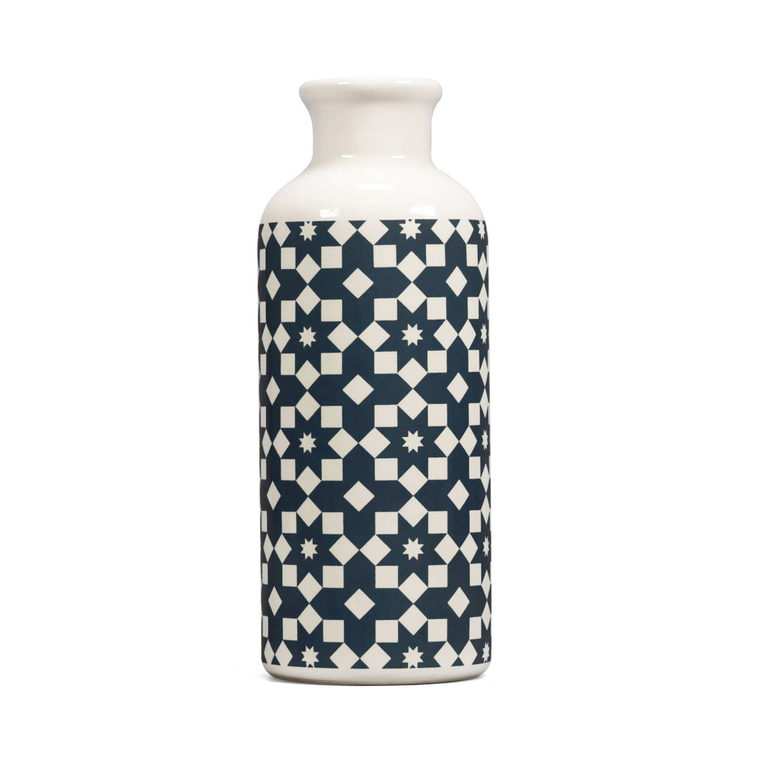 Ceramic Vase - Tiles (dark blue) (20x7.5cm)