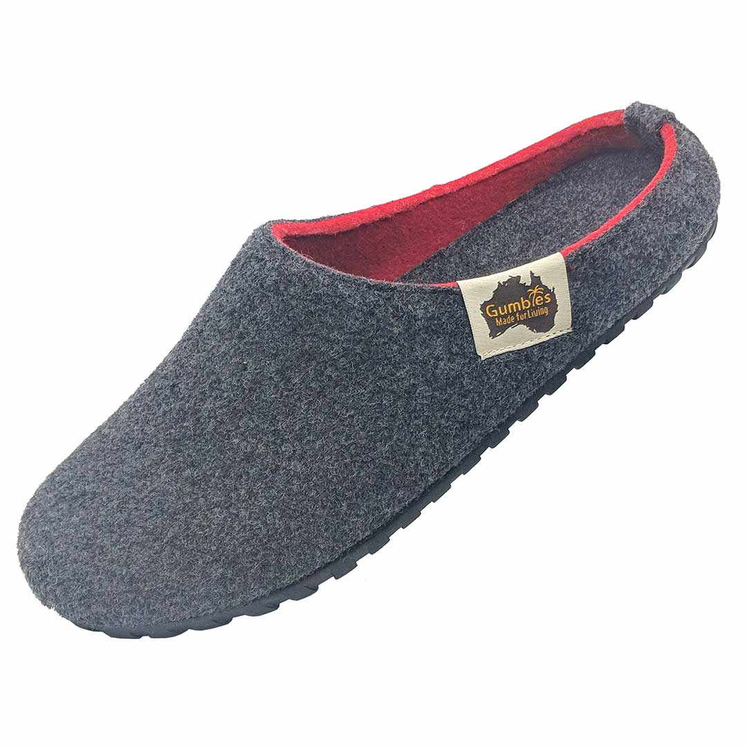 Mens Gumbies Indoor & Outdoor Slippers Charcoal & Red
