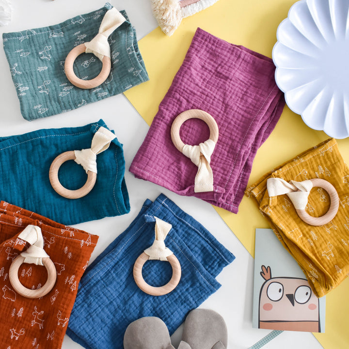 Organic Teething comforters (patterned one side / plain one side) The Eco