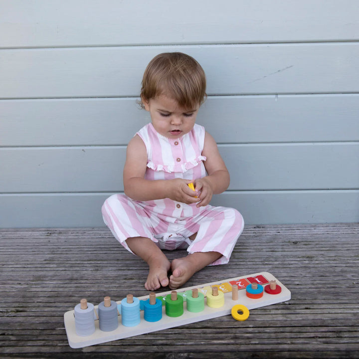 Children's wooden counting Stacker toy by classic world.