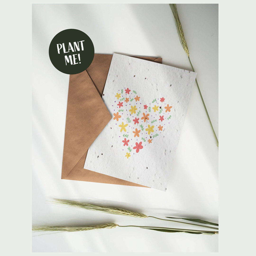 Floral Heart Illustrated Plantable Card
