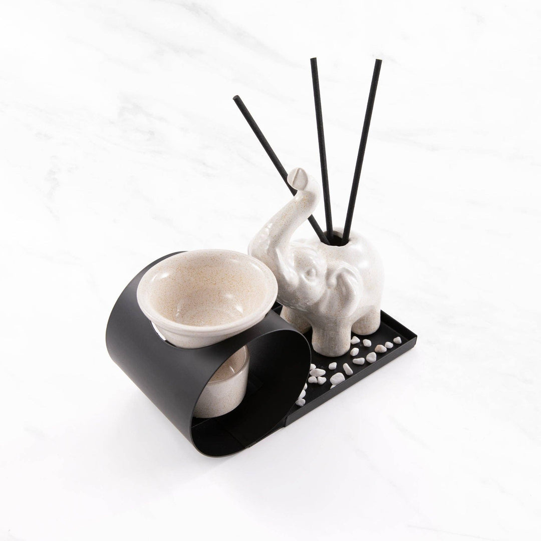 Elephant Aroma Diffuser and Incense Holder Set