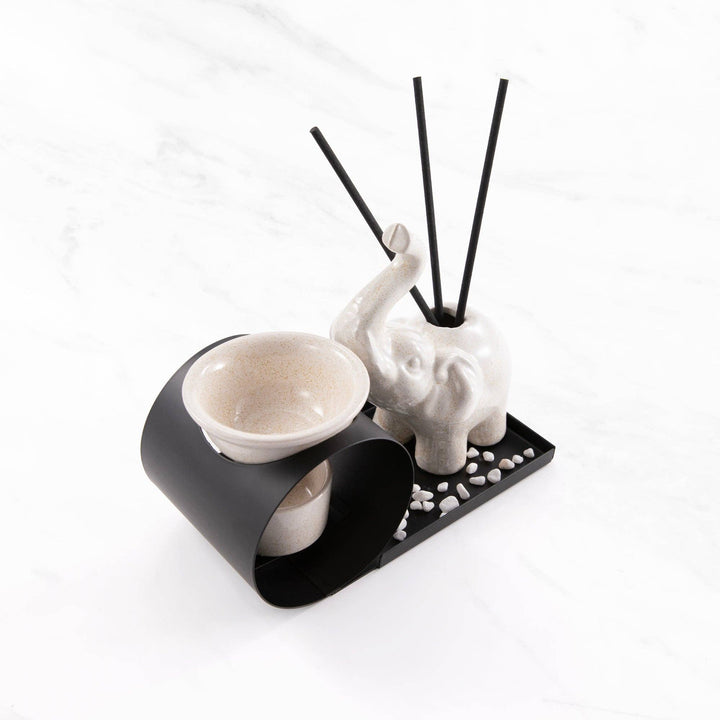 Elephant Aroma Diffuser and Incense Holder Set