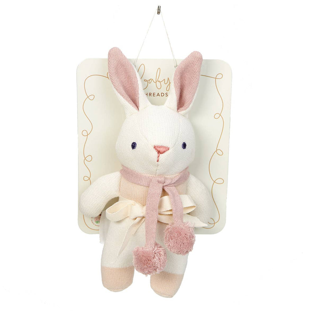 Organic baby rattle bunny in cream and pink.