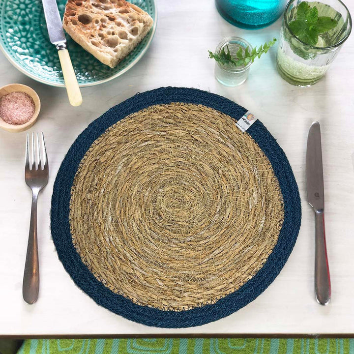 Seagrass &amp; Jute Tablemat - Natural/Denim