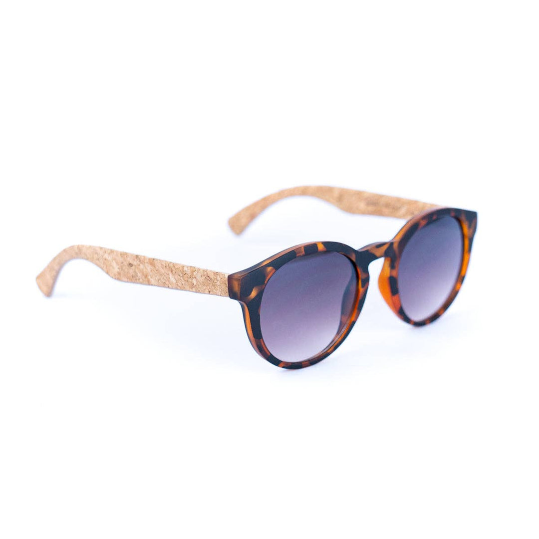 Women's Leopard Print Cork Sunglasses with UV Protection Lenses