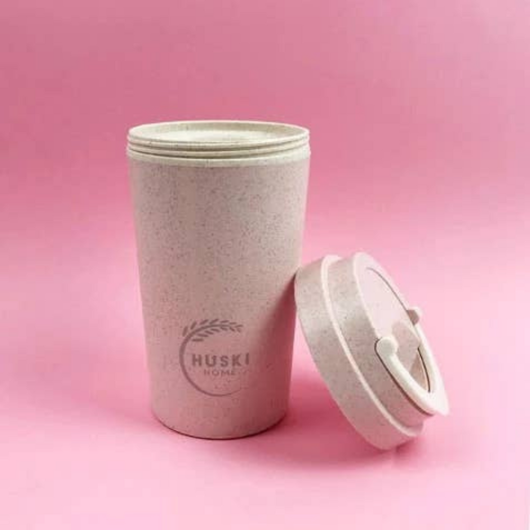 Huski Home Sustainable Rice Husk travel cup- Pink- 400ml - Eco Baby Box