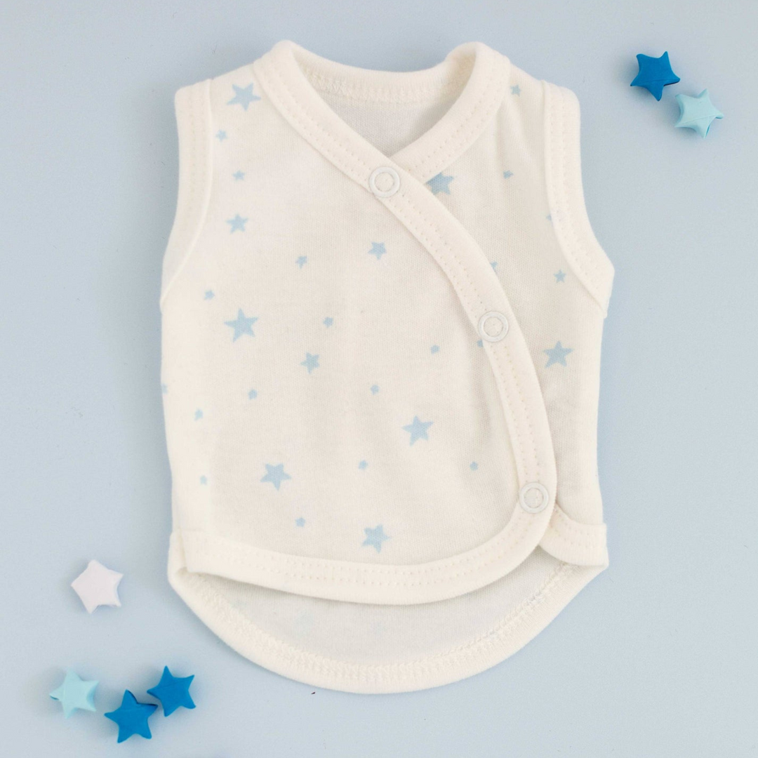 Preemie Incubator Vest, Blue Star, 100% Organic Cotton