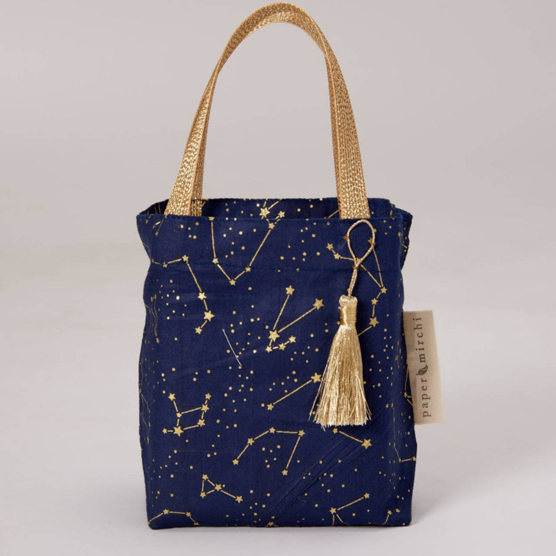 Reusable Fabric Gift Bags Tote Style - Night Sky