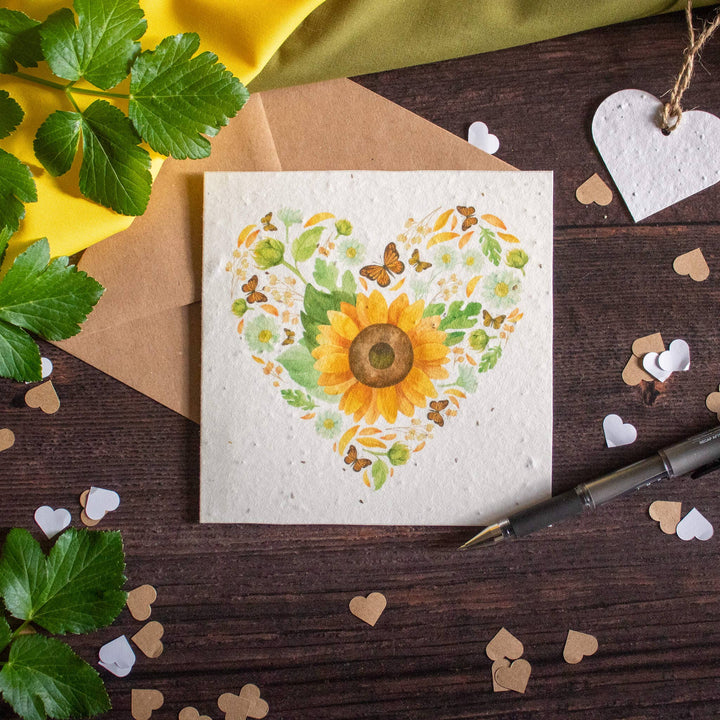 Plantable Greetings Card - Sunflower Heart