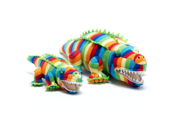 Knitted Crocodile Stripe Baby Rattle