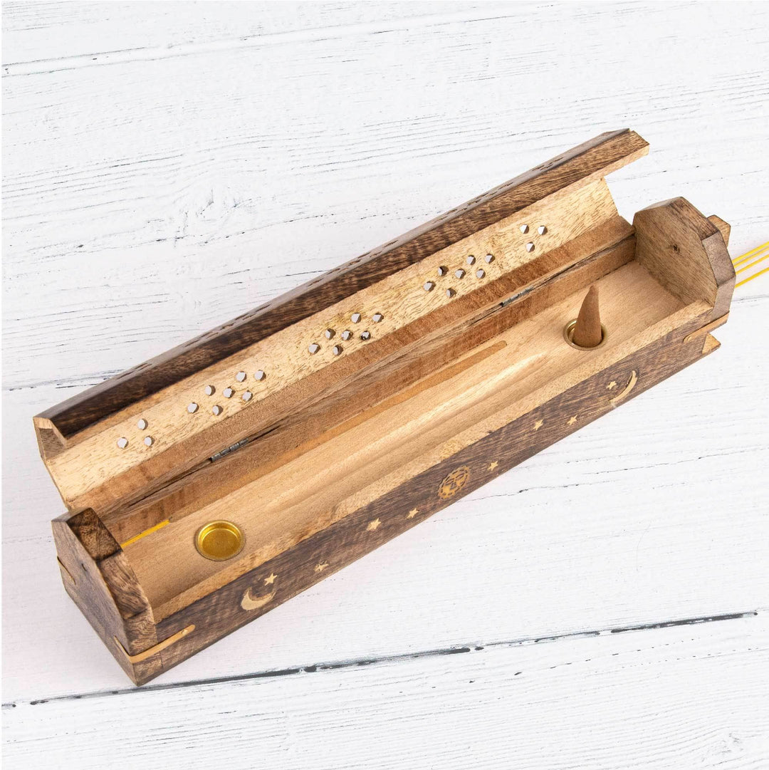 Wooden Incense Boxes: Crescent Moon Stars and Sun