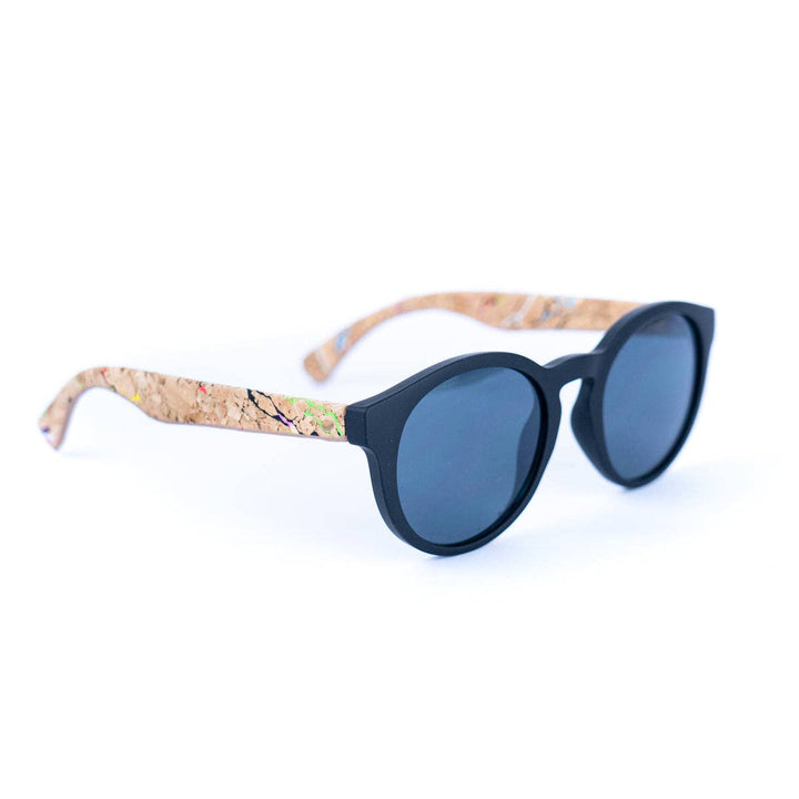 Women's Black Cork Sunglasses with UV Protection Lenses