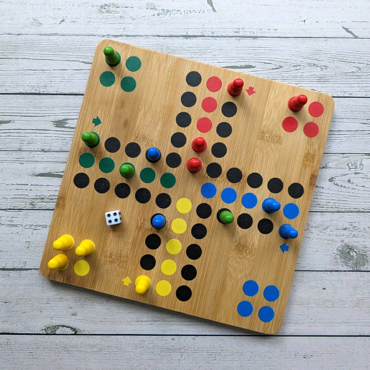 Bamboo Chinese Chequers & Ludo Set