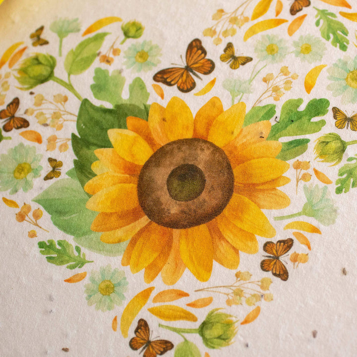 Plantable Greetings Card - Sunflower Heart