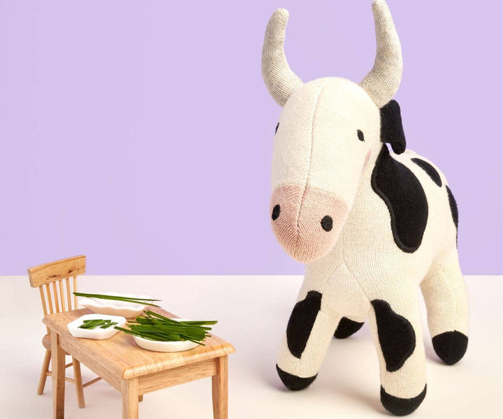 Knitted Organic Cotton Cow Plush Toy